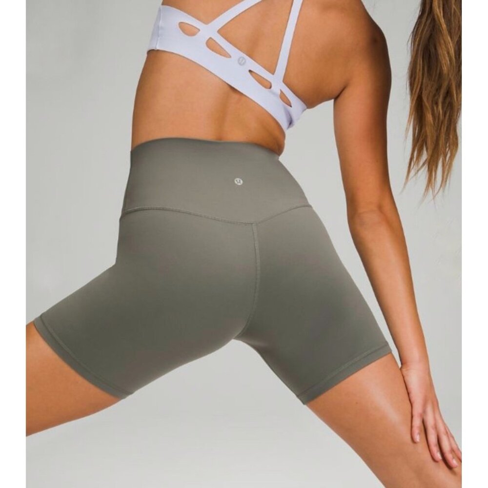 LULULEMON Sage Green High-Rise Waist 6" Inseam Women's Spandex Shorts Size 0